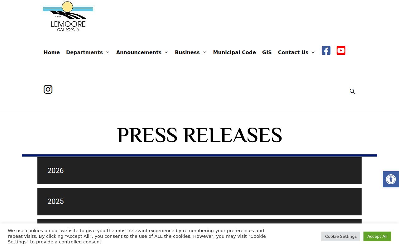 Lemoore Police Department press releases page for selected arrest announcements