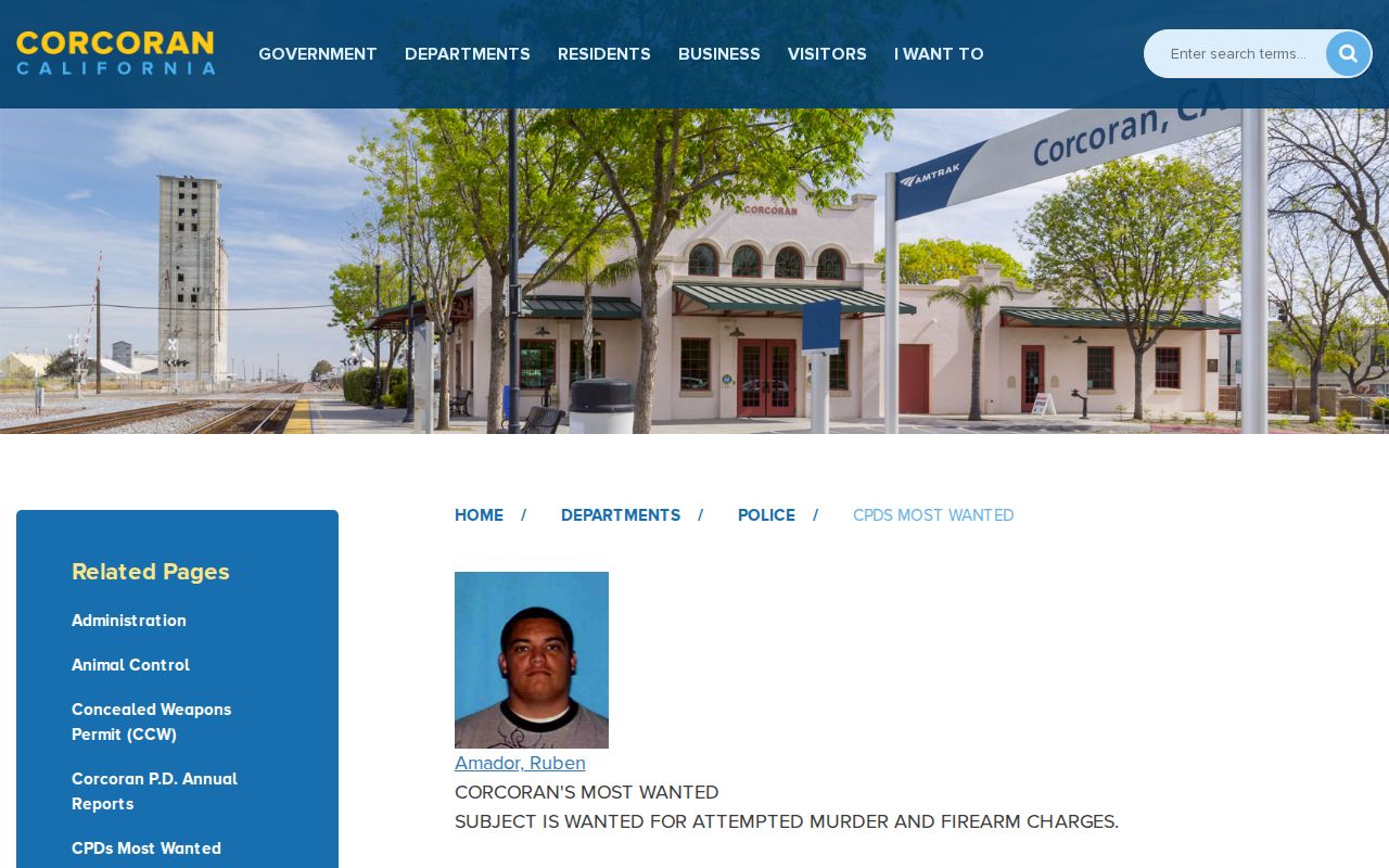 Corcoran Police Most Wanted source page