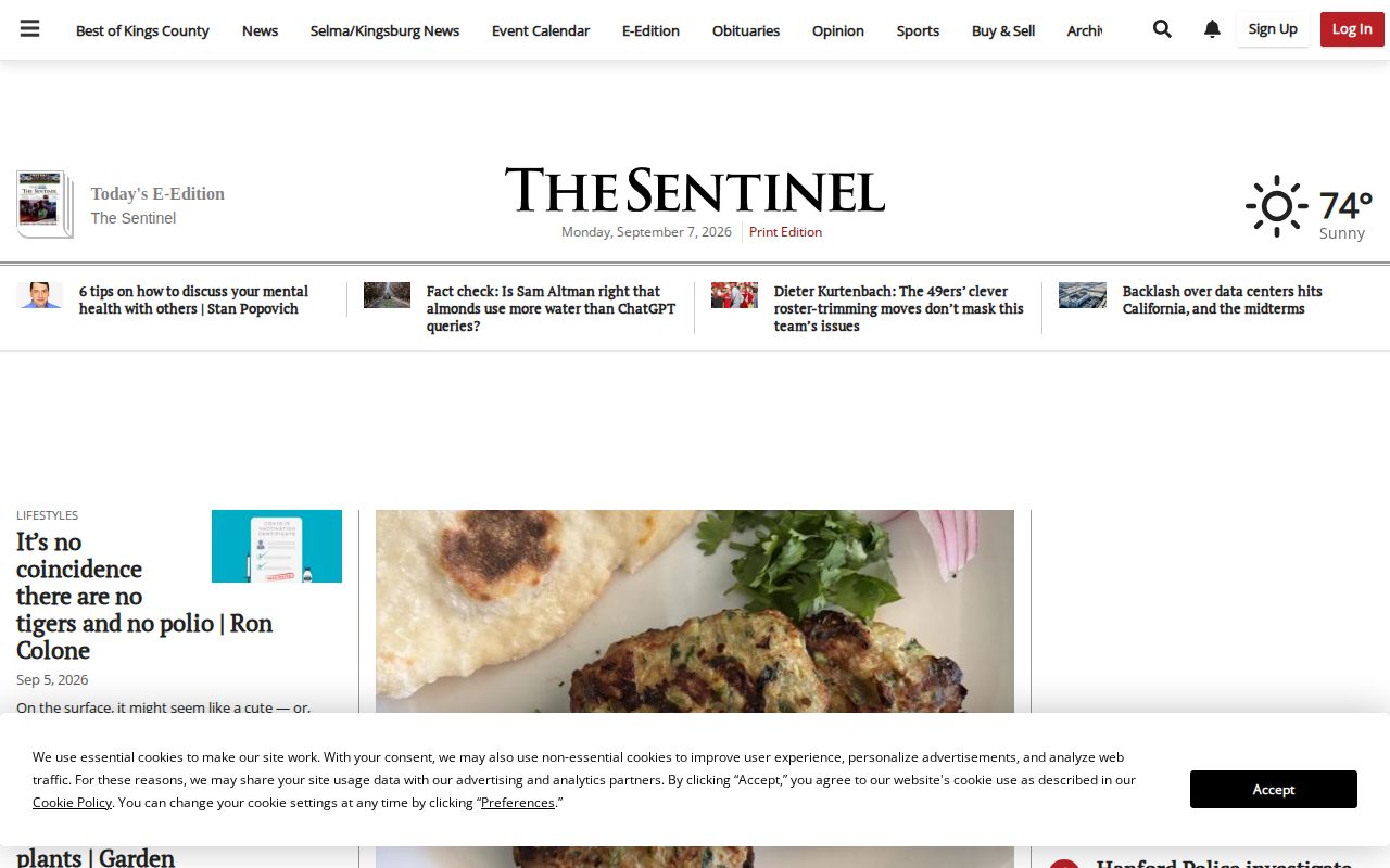 Hanford Sentinel local news website